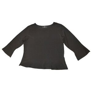 Sympli Shinny Black Shirt 3/4 Sleeves Size 10 (Medium)